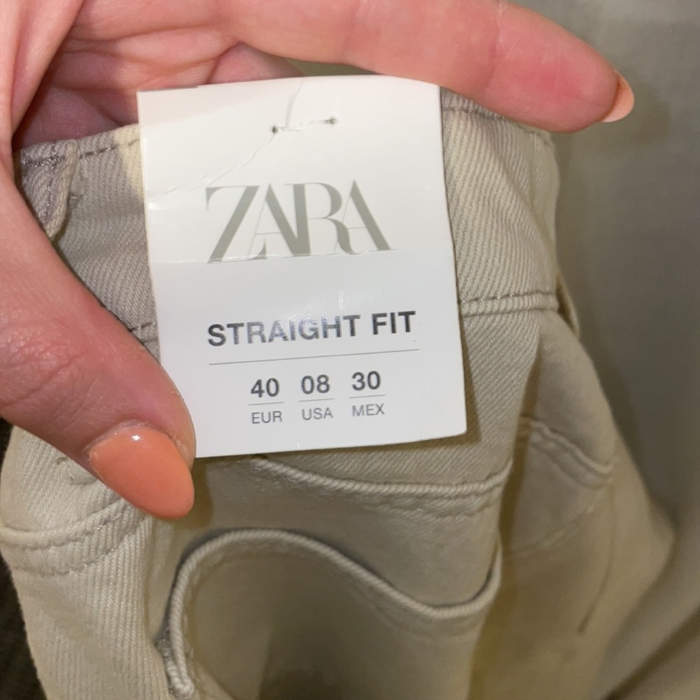 NOT FOR SALE Zara straight leg beige jeans NWT - Picture 4 of 5
